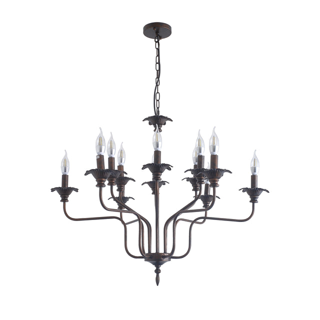 Retro American style stamen-shaped iron chandelier -12 bulbs -E12 lamp holder