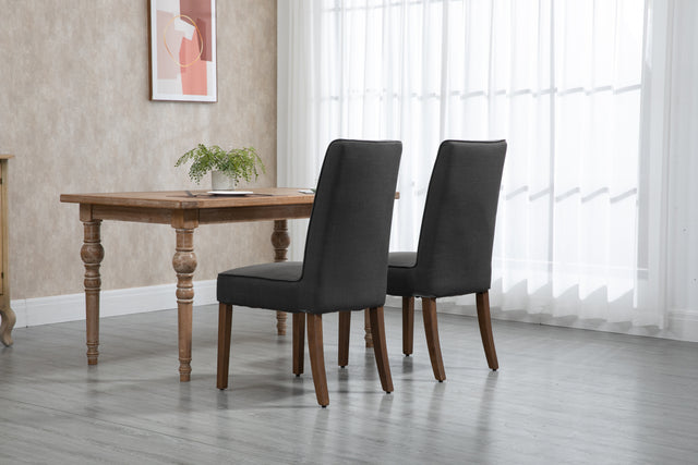 Cover Removable Interchangeable and Washable Gray Linen Upholstered Parsons Chair with Solid Wood Legs 2 PCS