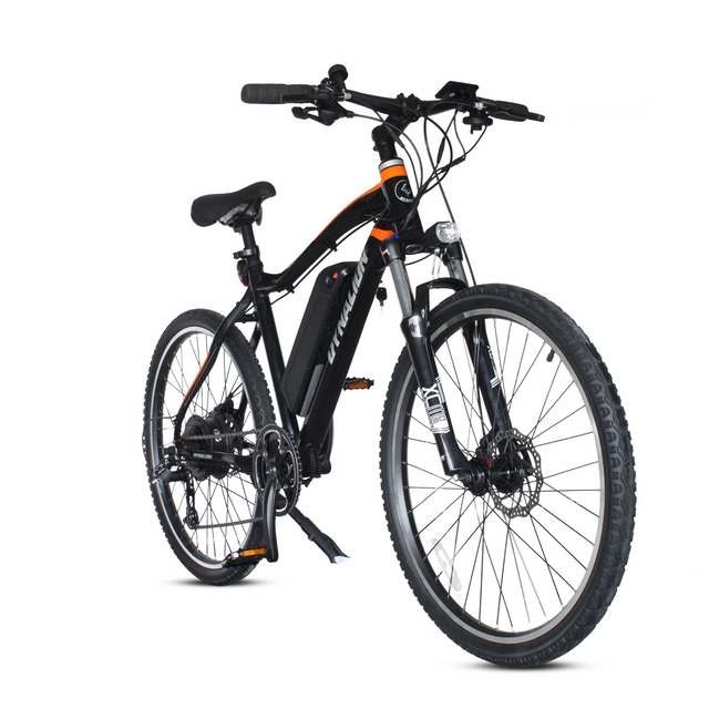 26\'\' Mountain Electric Bike for Adults Aluminum Alloy Frame 350W Motor 48V 12.8AH Removable Battery Shimano 7 Speed Suspension Fork for Various Road Conditions