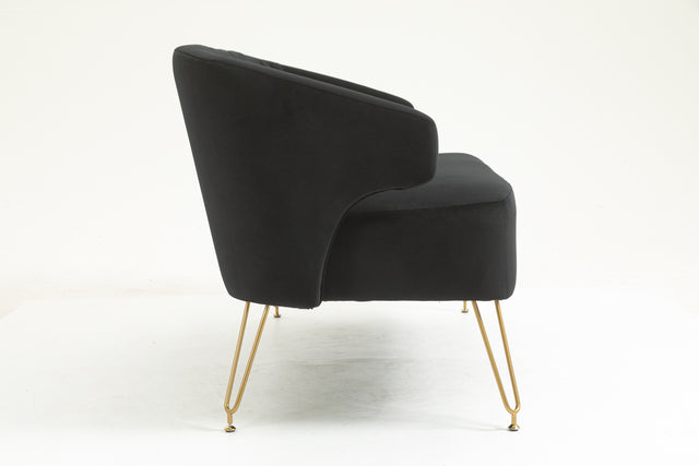 Twin Size Love seat Accent Sofa with Golden Metal Legs, Living Room Sofa with Tufted Backrest, 600 Pounds Weight Capacity