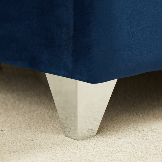 B109 King bed .Beautiful brass studs adorn the headboard, strong wooden slats + metal legs with Electroplate