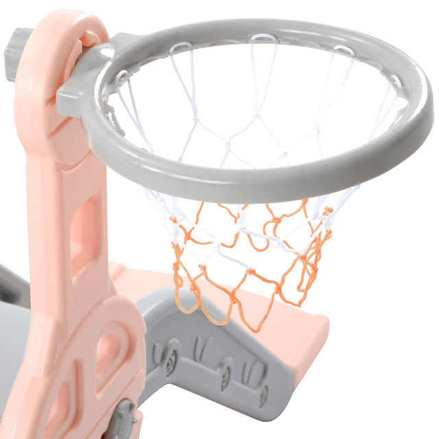 Toddler Slide and Swing Set 3 in 1, Kids Playground Climber Swing Playset with Basketball Hoops Freestanding Combination Indoor & Outdoor