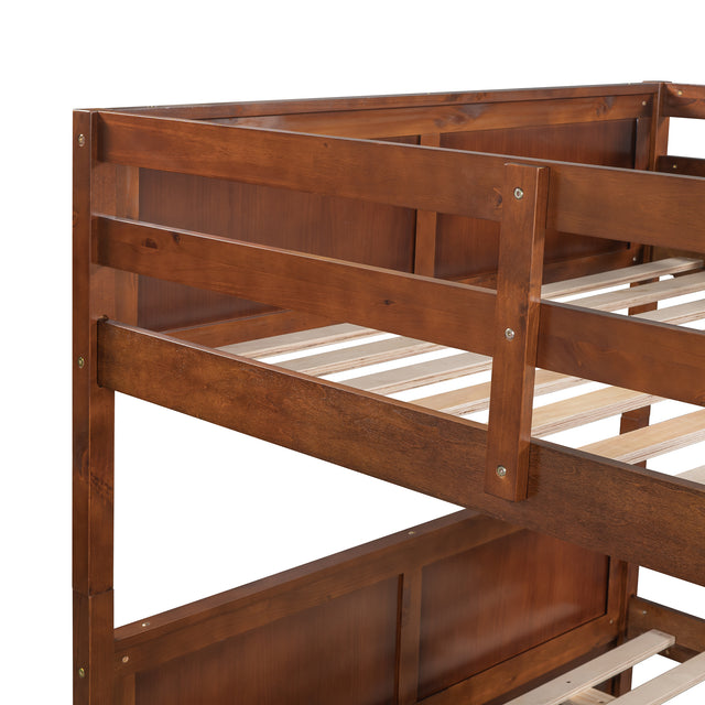 Full Over Full Bunk Bed with Twin Size Trundle, Walnut ( old sku: LP000250AAL)