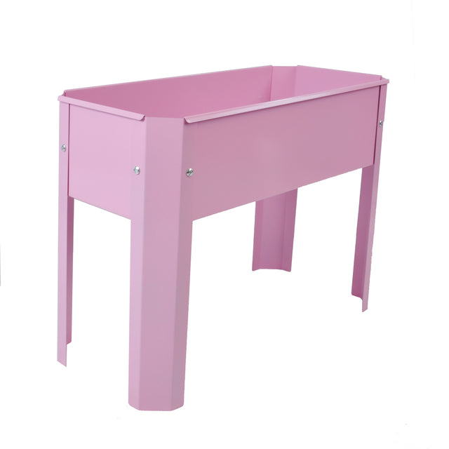 Elevated garden bed, metal elevated outdoor flowerpot box, suitable for backyard and terrace, large flowerpot, suitable for vegetable and flower(Pink*2)