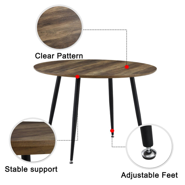Diameter 44.8 inch MDF Modern simplicity roundI Imitation wood grain dining table.Applicable 6-8 persons to dining room and meeting room.