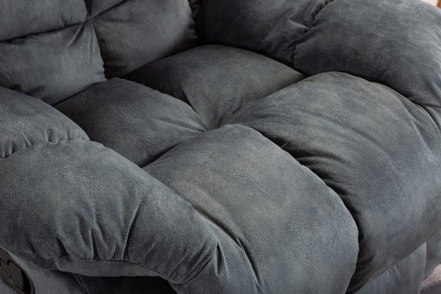 Recliner Chair Overstuffed, Manual Reclining Single Couch Wide Seat with Thickened Headrest and Back (Gray)