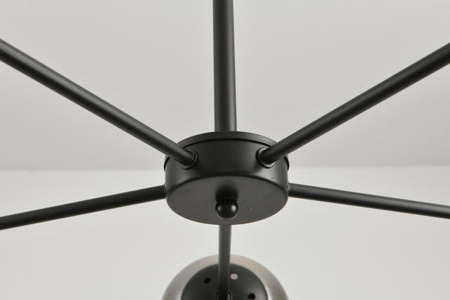 Modern American style chandelier-black-glass lampshade -5 bulbs