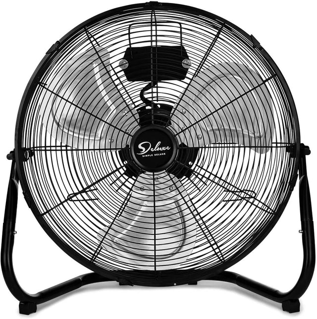 Simple Deluxe 12 Inch 3-Speed High Velocity Heavy Duty Metal Industrial Floor Fans Quiet for Home, Commercial, Residential, and Greenhouse Use, Outdoor/Indoor, Black,2-pack