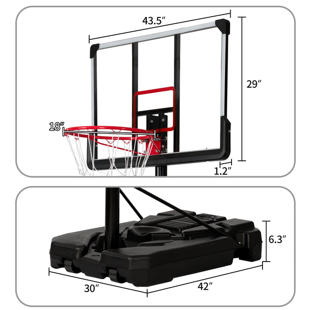 Portable Basketball Hoop & Goal, Outdoor Basketball System with 6.6-10ft Height Adjustment for Youth, Adults