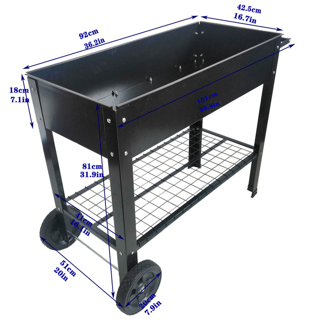 Aveyas Mobile Metal Raised Garden Bed Cart with Legs, Elevated Tall Planter Box with Wheels for Outdoor Indoors House Patio Backyard Vegetables Tomato DIY Herb Grow (Black)