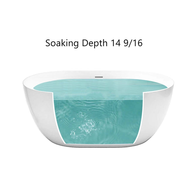 67" Acrylic Free Standing Tub - Classic Oval Shape Soaking Tub, Adjustable Freestanding Bathtub with Integrated Slotted Overflow and Chrome Pop-up Drain Anti-clogging Gloss White