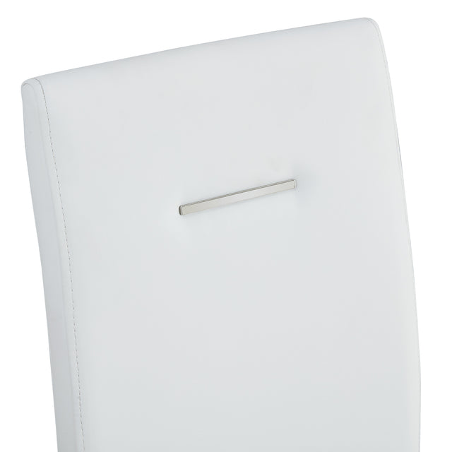 Modern Dining Chairs, PU Faux Leather High Back Upholstered Side Chair,for Dining Room Kitchen Vanity Patio Club Guest Office Chair (Set of 4) (White+PU Leather)