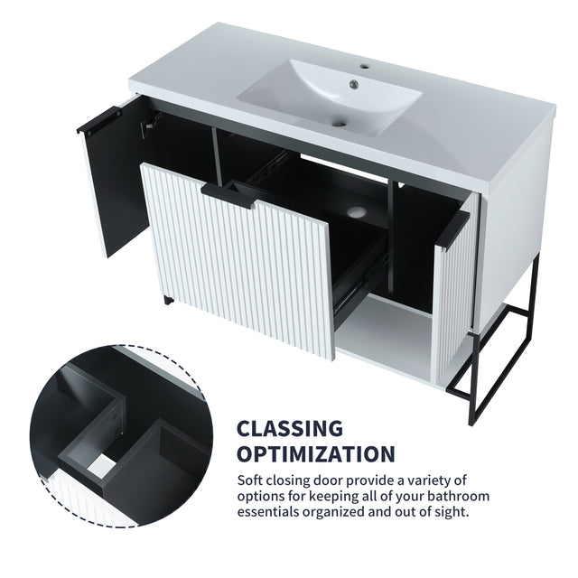 48 Inch Freestanding Bathroom Vanity With Resin Basin,48x18-BVA01148WH
