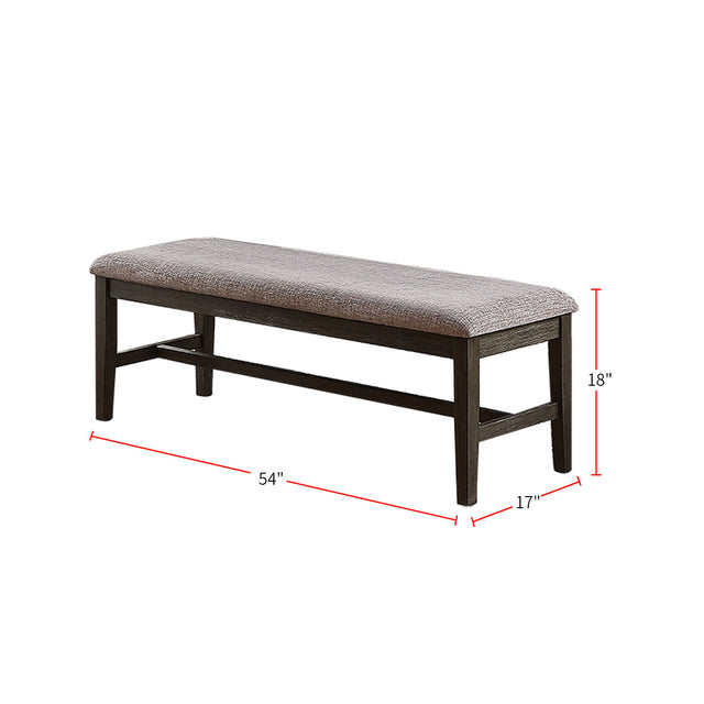 Dining Bench With Upholstered Cushion,Grey