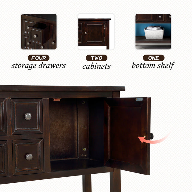 TREXM Cambridge Series Buffet Sideboard Console Table with Bottom Shelf (Espresso)