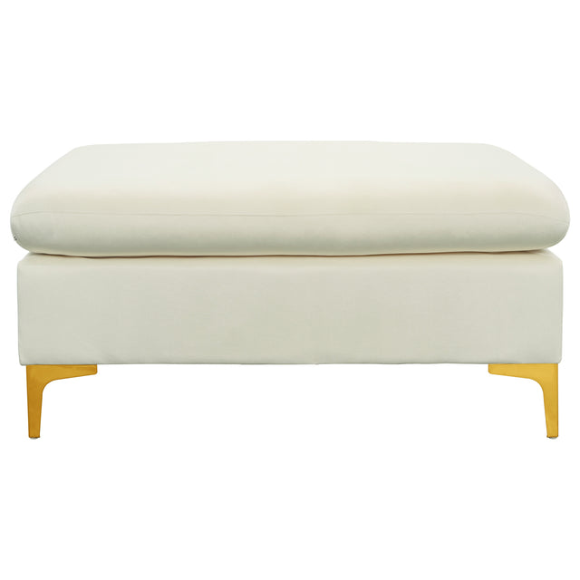 【EAT 3.10】110.6" Sectional Sofa with Ottoman, L-Shape Elegant Velvet Upholstered Couch with 2 Pillows for Living Room Apartment,Cream White