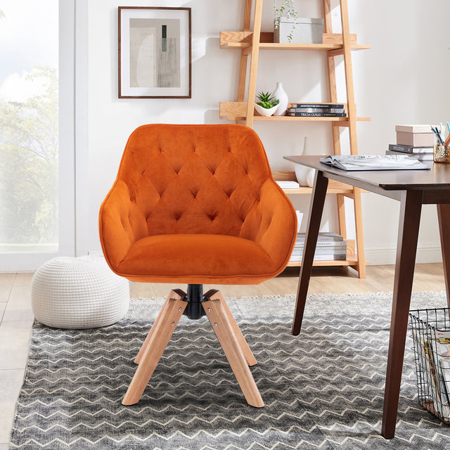 COOLMORE Solid Wood Tufted Upholstered Armless home office chair