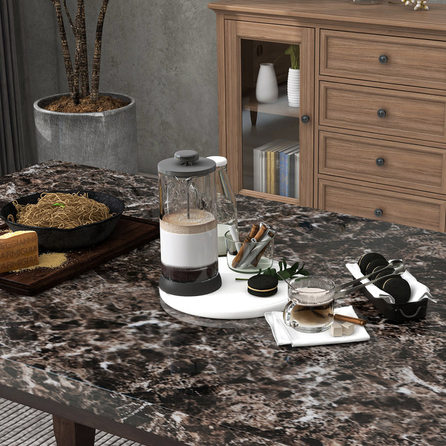 6-piece Faux Marble Dining Table Set with one Faux Marble Dining Table ,4 Chairs and 1 Bench, Table: 60”x38”x 30”,Chair: 20.2”x28.5”x39”, Black