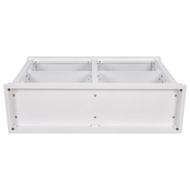 TREXM Console Table with 3-Tier Open Storage Spaces and "X" Legs, Narrow Sofa Entry Table for Living Room (White)