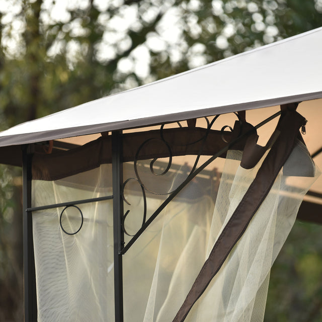 U_STYLE 13 Ft. W x 9.7 Ft. D Iron Patio Outdoor Gazebo, Double Roof Soft Canopy Garden Backyard Gazebo with Mosquito Netting Suitable for Lawn, Garden, Backyard and Deck
