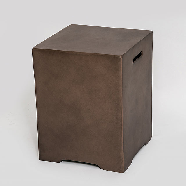 Outdoor Concrete Fire Pit Table with Propane Tank Cover-Brown