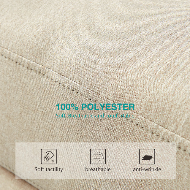 Living Room Sofa Single Seat Chair with Wood Leg Beige Fabric