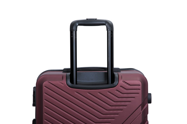 3 Piece Luggage Sets ABS Lightweight Suitcase with Two Hooks, Spinner Wheels, TSA Lock, (20/24/28) Wine Red