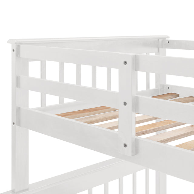 Stairway Twin-Over-Full Bunk Bed with Drawer, Storage and Guard Rail for Bedroom, Dorm, for Adults, White color(OLD SKU :LP000219AAK)