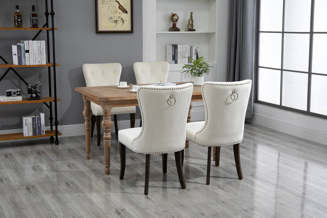 TOPMAX Dining Chair Tufted Armless Chair Upholstered Accent Chair, Set of 6 (Cream)