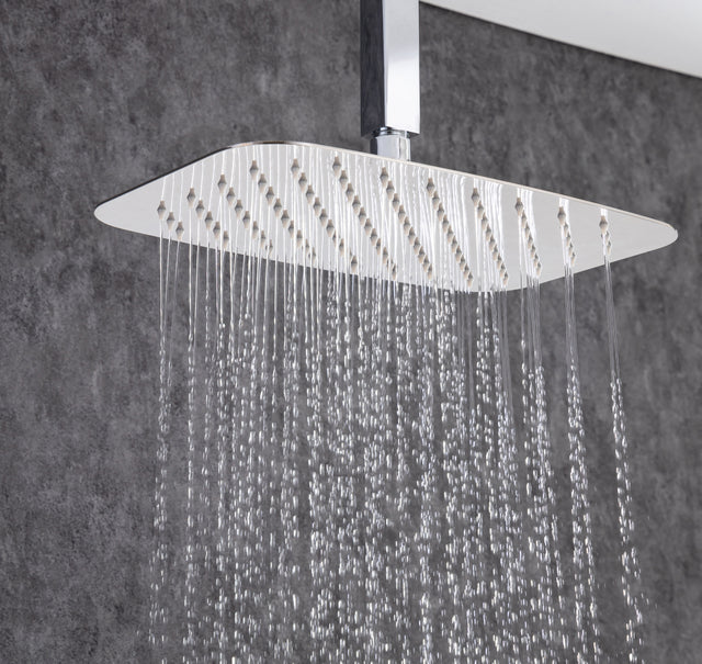 Ceiling Rainfall Shower Faucet Set 3-Function Bathroom Shower Fixtures with Waterfall Tub Spout Wall Mount 10 inch Rain Shower Head