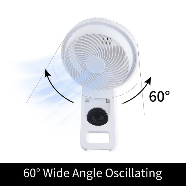 Simple Deluxe 7 inch Wall Mount Fan, 3 Speeds & 3 Modes, 15 Hours Timer, 60° Oscillating Circulating Fan, with Remote Control, Air Circulation Fan for Indoor Use, White
