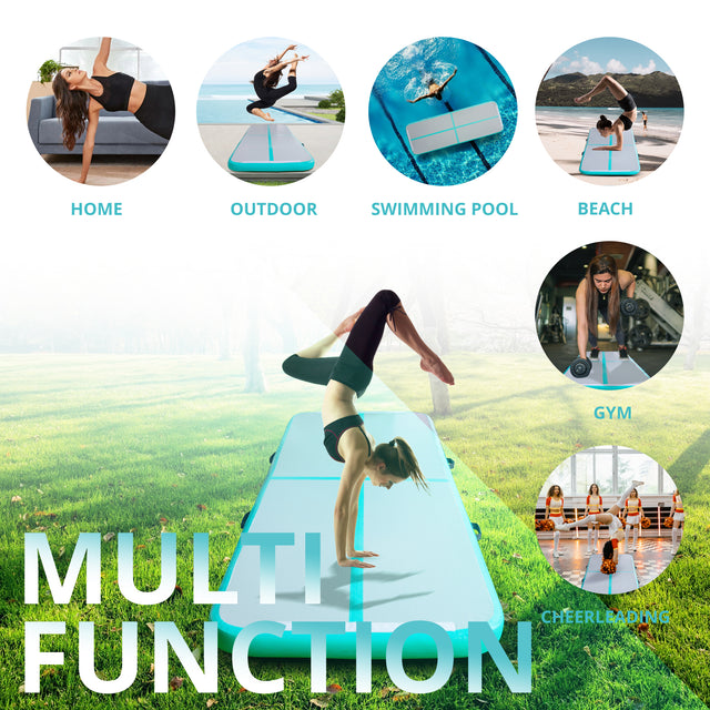 inQracer Gymnastics Mat Air Mats 10ft, Inflatable Tumbling Mat Tumble Track Air Floor with Electric Air Pump for Kids Home Use/Cheerleading/Gym/Outdoor/Yoga/Water Use, Green