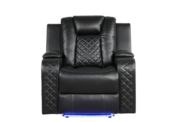 Benz LED & Power Recliner Chair Made With Faux Leather in Black