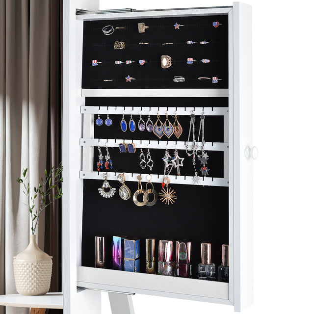 Fashion Standing Mirror Jewelry Cabinet With Two Storage Drawer
