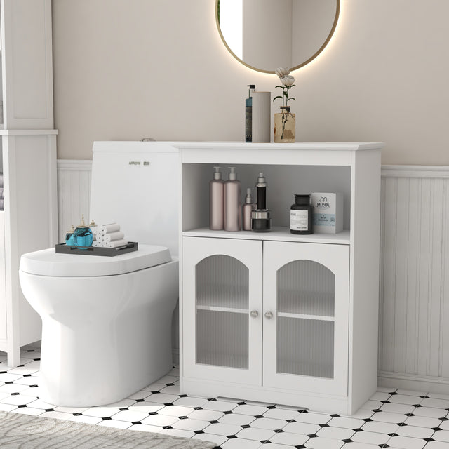 White Bathroom Cabinet with Glass