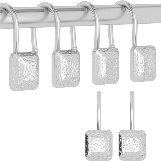 Silver Shower Curtain Hook, Zinc Alloy Hook, Set of 12