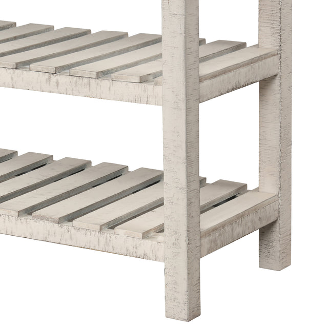 TREXM Retro Console Table for Entryway with Drawers and Shelf Living Room Furniture (Antique White)