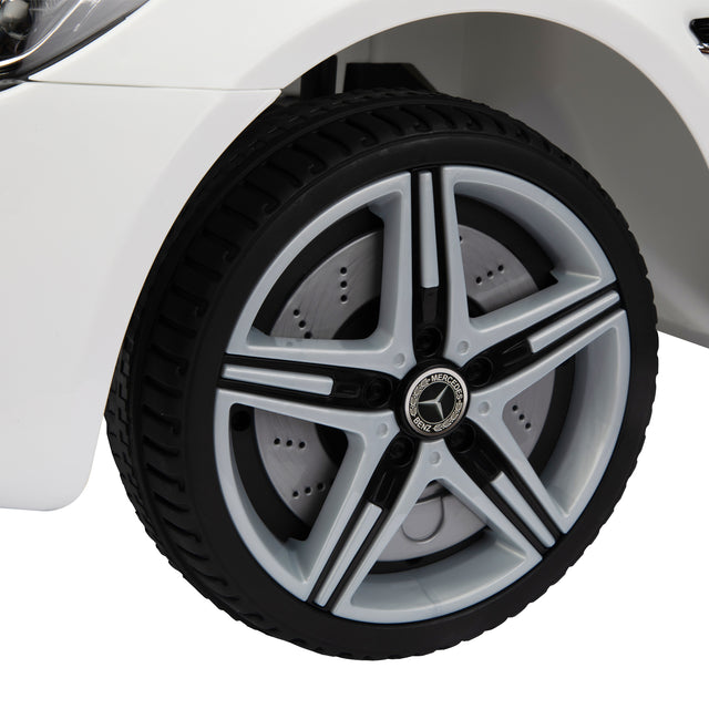 Licensed Benz, 12V kids Ride On Electric Car for Ages 3-6, LED Head Lights, Safe Belt, Double Doors, 2 Speeds, Gift -White