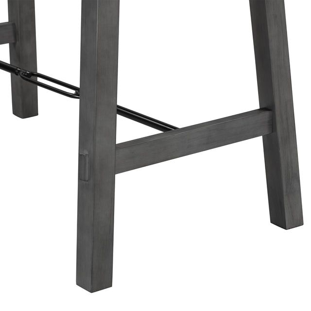 TREXM Counter Height Dining Table Solid Wood & Metal Dining Table for Small Space (Gray)