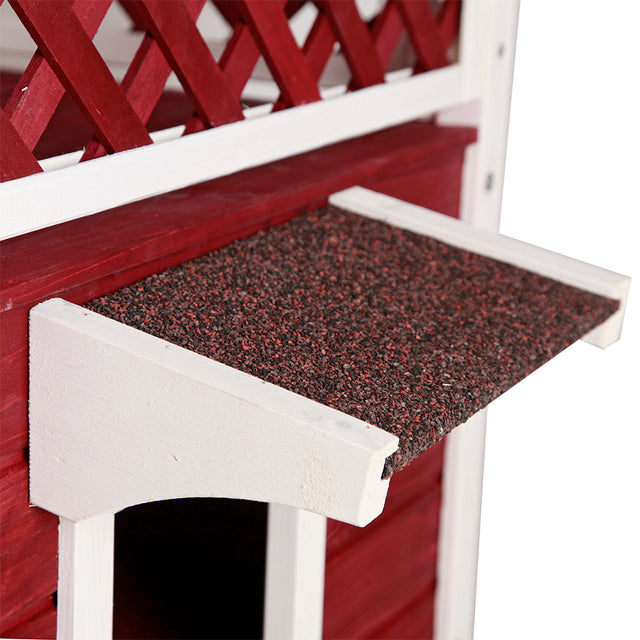 Cat House for Outdoor Cats Weatherproof with Scratching Pad and Escape Door