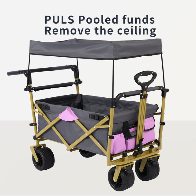 Push & Pull Utility Folding Wagon with Removable Canopy