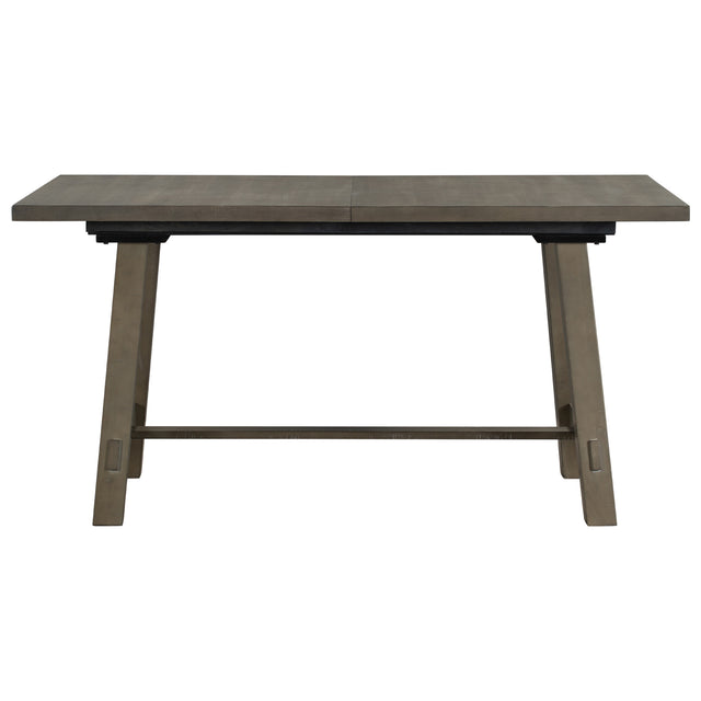 TREXM Retro Style Rectangular Dining Table Wood Extendable Dining Table with 18" Leaf, Seats up to 8 (Gray)