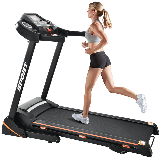 Folding Electric 3.5HP Treadmill With Incline Medium Running Machine Motorised LCD Gym 330lbs; Folding Treadmill Electric Motorized Power 14.8KM/H Running Fitness Machine Gym(W54022178 Upgrade)