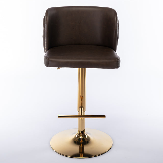 A&A Furniture,Swivel Barstools Adjusatble Seat Height, Modern PU Upholstered Bar Stools with the whole Back Tufted, for Home Pub and Kitchen Island(Brown, Set of 2)