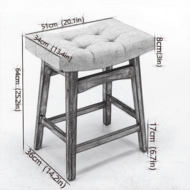 A&A Furniture,Counter Height 25" Stools for Kitchen Counter Backless Faux Leather Stools Farmhouse Island Chairs (25 Inch, Gray,Set of 2), SW1838GY