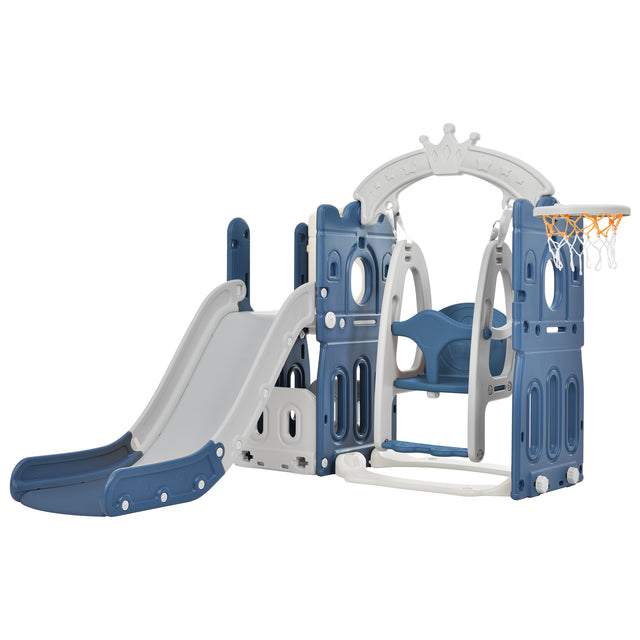 Toddler Slide and Swing Set 5 in 1, Kids Playground Climber Slide Playset with Basketball Hoop Freestanding Combination for Babies Indoor & Outdoor