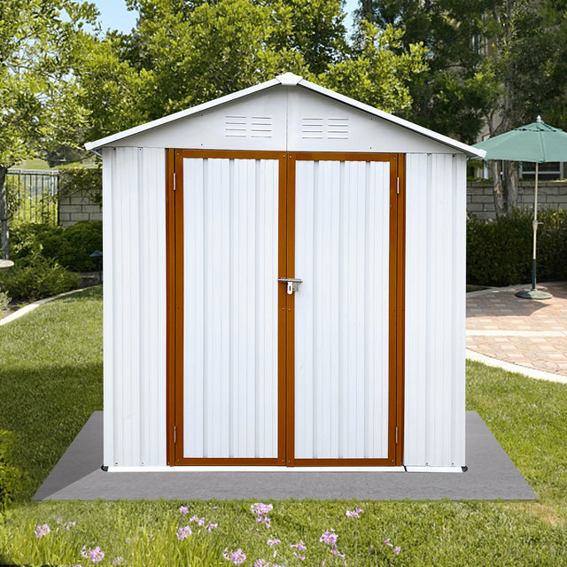 Outdoor storage sheds 4FTx6FT Apex roof White+Yellow