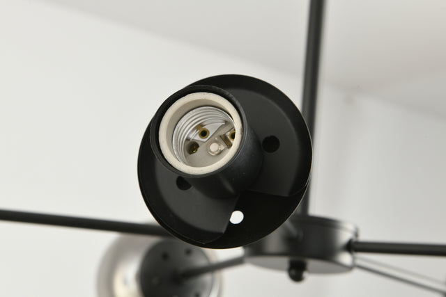 Modern American style chandelier-black-glass lampshade -5 bulbs