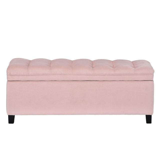 U-stye Upholstered Flip Top Storage Bench with Button Tufted Top
