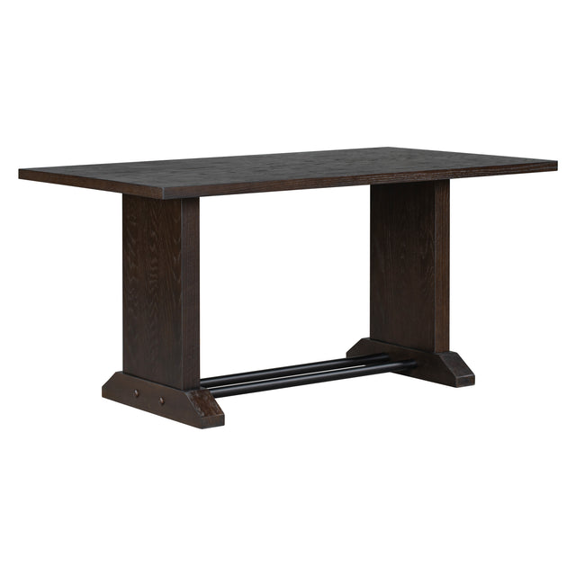 TREXM Farmhouse Wood Dining Table with Iron Pipes for 6 Person for Kitchen Dining Room (Espresso)